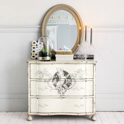 Miroir ovale en bois de paulownia blanc H 70 cm EMELINE
